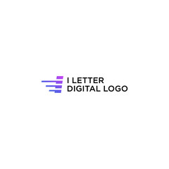 I LETTER DIGITAL LOGO DESIGN VECTOR