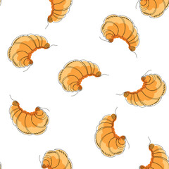 Set of Croissant Icon Isolated on White Background. Seamless Pattern