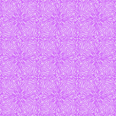 tile with wavy lines forming abstract light purple and dark purple flowers, vector pattern