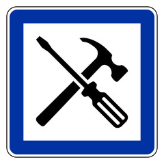 Werkzeuge und Schild
