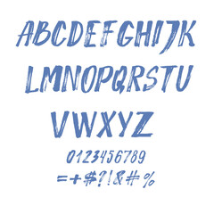 Fototapeta na wymiar Brush font design, trendy alphabet letters and numbers vector illustration.