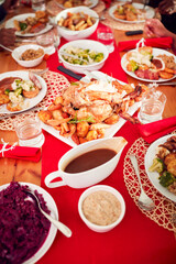 Close Up Of Food Laid Out On Table For Family Christmas Meal