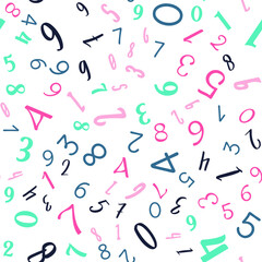Colorful numbers, school concept. Seamless vector EPS 10 pattern. Flat style
