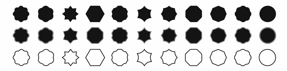 Set of sale sticker, price tag, starburst, quality mark, sunburst badges, retro stars. Flat vector design elements. Vector illustration.