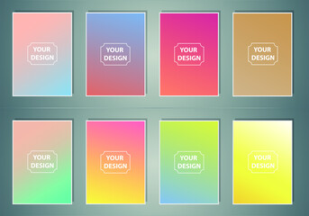 Abstract colorful vector blurred gradient backgrounds. Holographic template for your cover and design