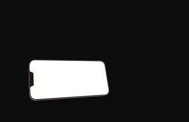 Realistic isometric black frameless smartphone mockup perspective 3d.