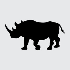 Obraz na płótnie Canvas Rhino Silhouette, Rhino Isolated On White Background