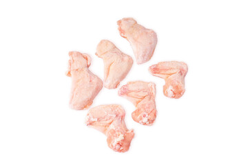raw chicken wings isolated on white background
