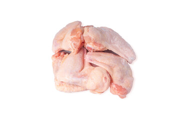raw chicken wings isolated on white background
