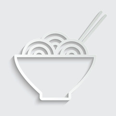 noodles icon vector in the bowl with chopsticks 