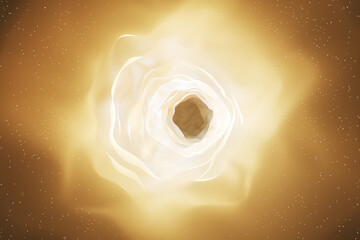 Abstract brown cosmic hole on blurry background. Space and abstraction concept. 3D Rendering.