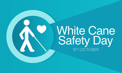 White cane safety day is observed every year on October 15th, to celebrate the achievements of people who are blind or visually impaired. Vector illustration