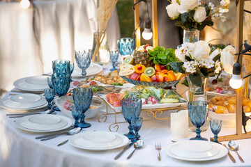 Festive concept. Beautifully decorated holiday table.