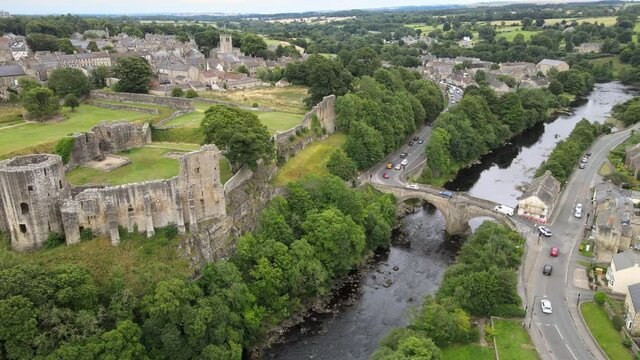 Bridgegate Barnard Castle  market town in Teesdale, County Durham,UK Drone footage
