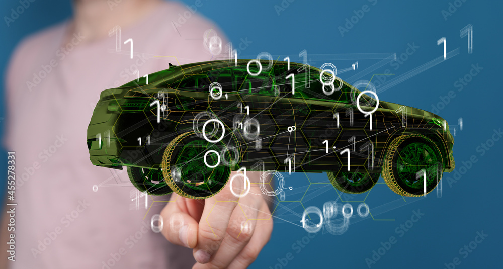 Poster driverless autonomous vehicle with lidar technology