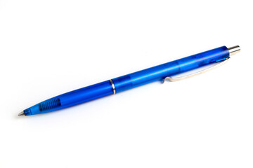 Blue pen isolated on the white background