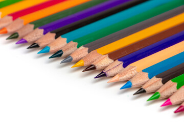 Obraz premium Colour pencils isolated on white background close up