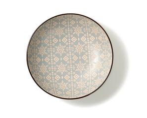 empty gray plate for on white isolated background, top view