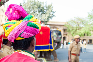 Obraz na płótnie Canvas Colorful turban , traditional costume, Rajasthan, India 