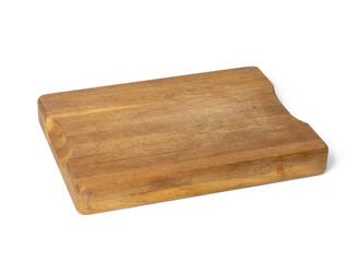 empty rectangular wooden cutting kitchen board isolated on white background