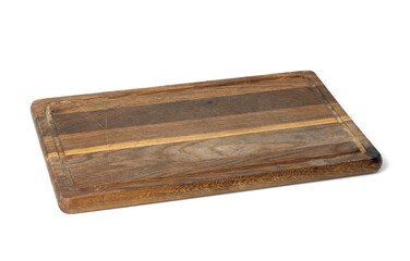empty rectangular wooden cutting kitchen board isolated on white background