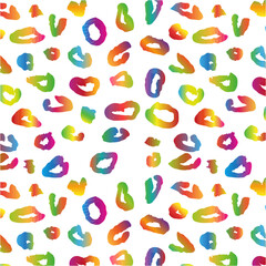 Beautiful leopard rainbow seamless pattern on white background. Great for T shirt design, posters, textile, scrapbook and wallpaper 