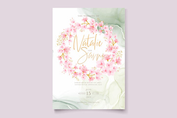 watercolor cherry blossom floral and leaves card set