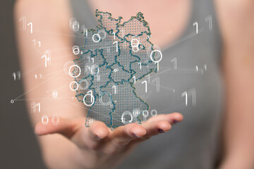 Germany map with national flag.