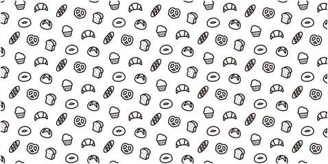 Bakery icon pattern background for website or wrapping paper (Monotone version)