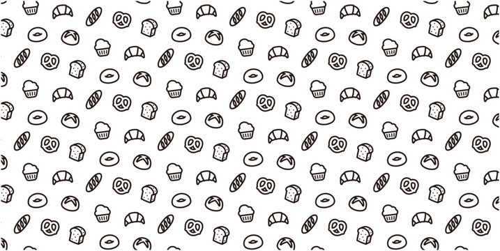 Bakery icon pattern background for website or wrapping paper (Monotone version)
