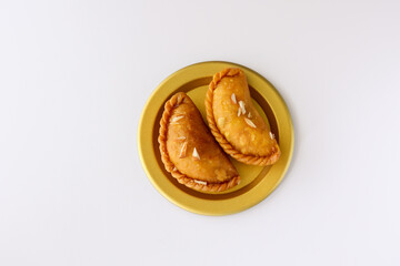 Gujiya, Karanji, Gujia Indian Sweet dessert mithai festival sweet deep-fried dumpling Diwali,...