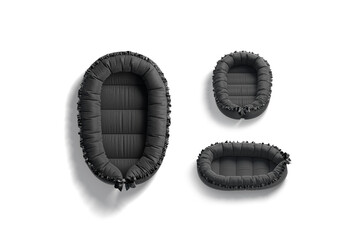 Blank black babynest lounger mock up, different views
