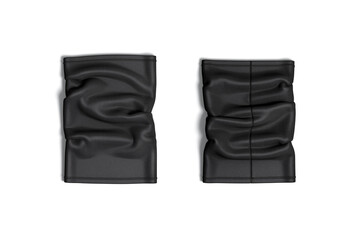 Blank black neck gaiter mockup, front and back, top view
