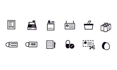 Black Grocery  simple Icons vector design black and white