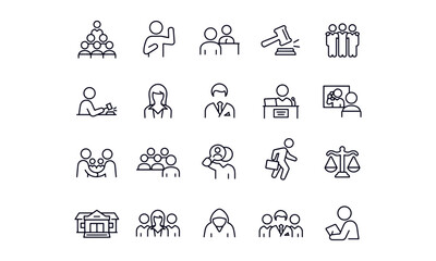 Courtroom Thin Line Icons vector design 