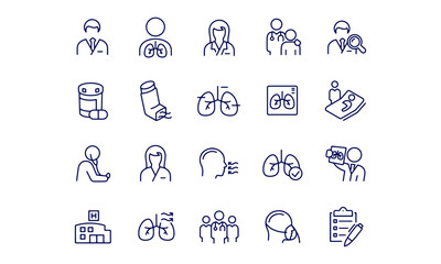 Respiratory Therapy Thin Line Icons