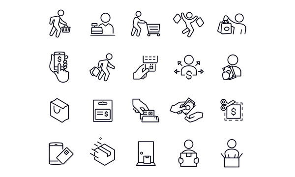 Shopping Thin Line Icons vector design 
