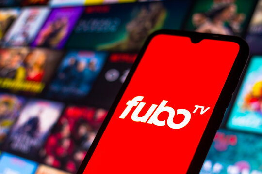 September 6, 2021, Brazil. In this photo illustration the FuboTV logo seen displayed on a smartphone.