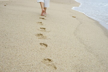 Footstep on the beach. 
