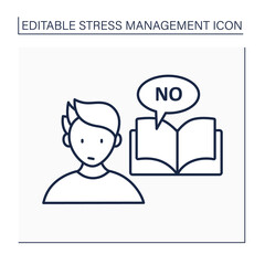 Avoid stressful situation line icon. Learn how to say no.Defending personal boundaries. Eliminate stressors numbers. Mental health concept. Isolated vector illustration. Editable stroke