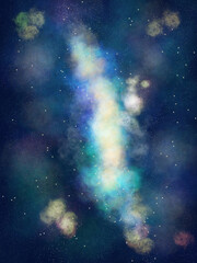 Wallpaper Nebula space blue illustration