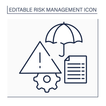 Risk Register Line Icon. Documentary Used As Risk Management Tool. Repository For All Identified Risks And Information. Business Concept. Isolated Vector Illustration. Editable Stroke