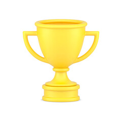 Yellow cup winner 3d icon. Main prize for successful champion