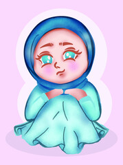 Cute moslem young women illustration