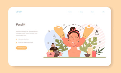 Facelift massage web banner or landing page. Spa procedure