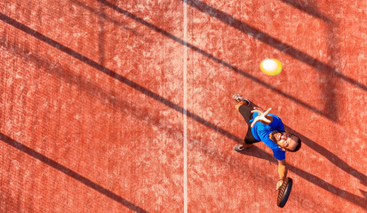 Top view of a professional paddle tennis player who is going to hit the ball. © REC Stock Footage