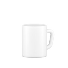 White coffee cup 3d icon. Volumetric cup for hot tea
