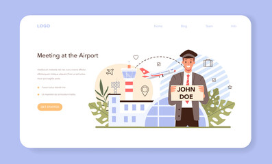 Transfer service web banner or landing page. Airport pickup.