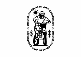 Wild trail motorcycle badge with lorem ipsum text