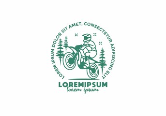 Wild with bike line art with lorem ipsum text